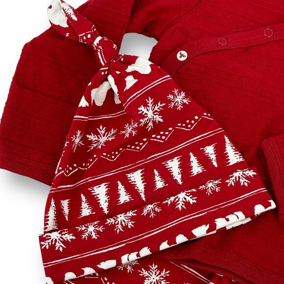 Burts Bees Winter Polar Bear 3 Pc Outfit Size 0-3 Mos Shirt Pants Hat Set Unisex - Picture 2 of 5